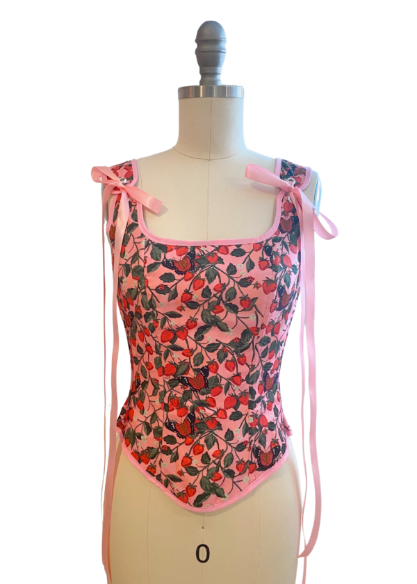 The Strawberry and Butterflies Pink Corset
